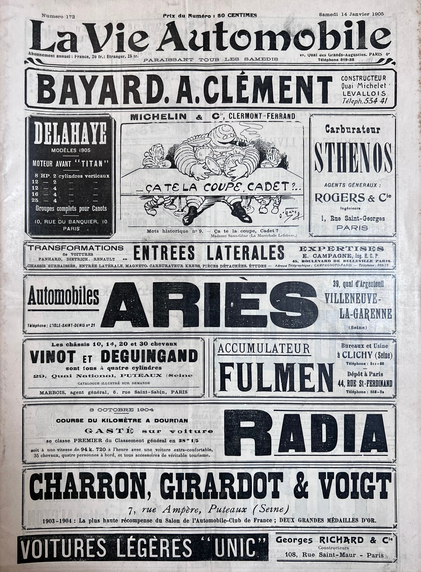 La Vie Automobile Magazine 14th January 1905