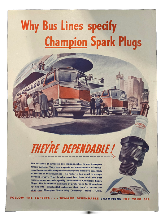 Champion Spark Plugs Advert (Oversized) USA 1946