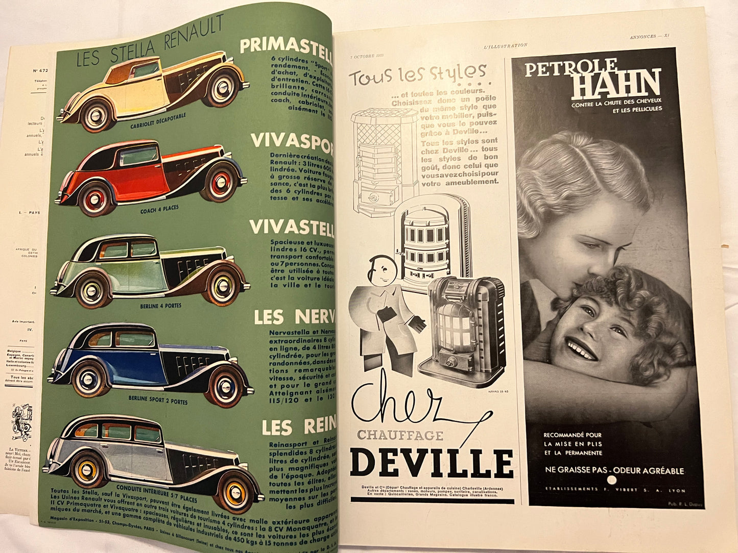 L'Illustration Magazine L'AUTOMOBILE et le TOURISME - 7th October 1933