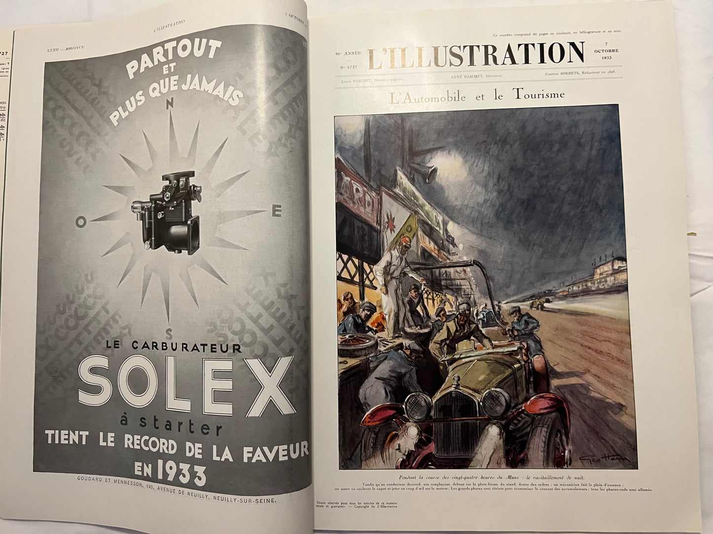 L'Illustration Magazine L'AUTOMOBILE et le TOURISME - 7th October 1933