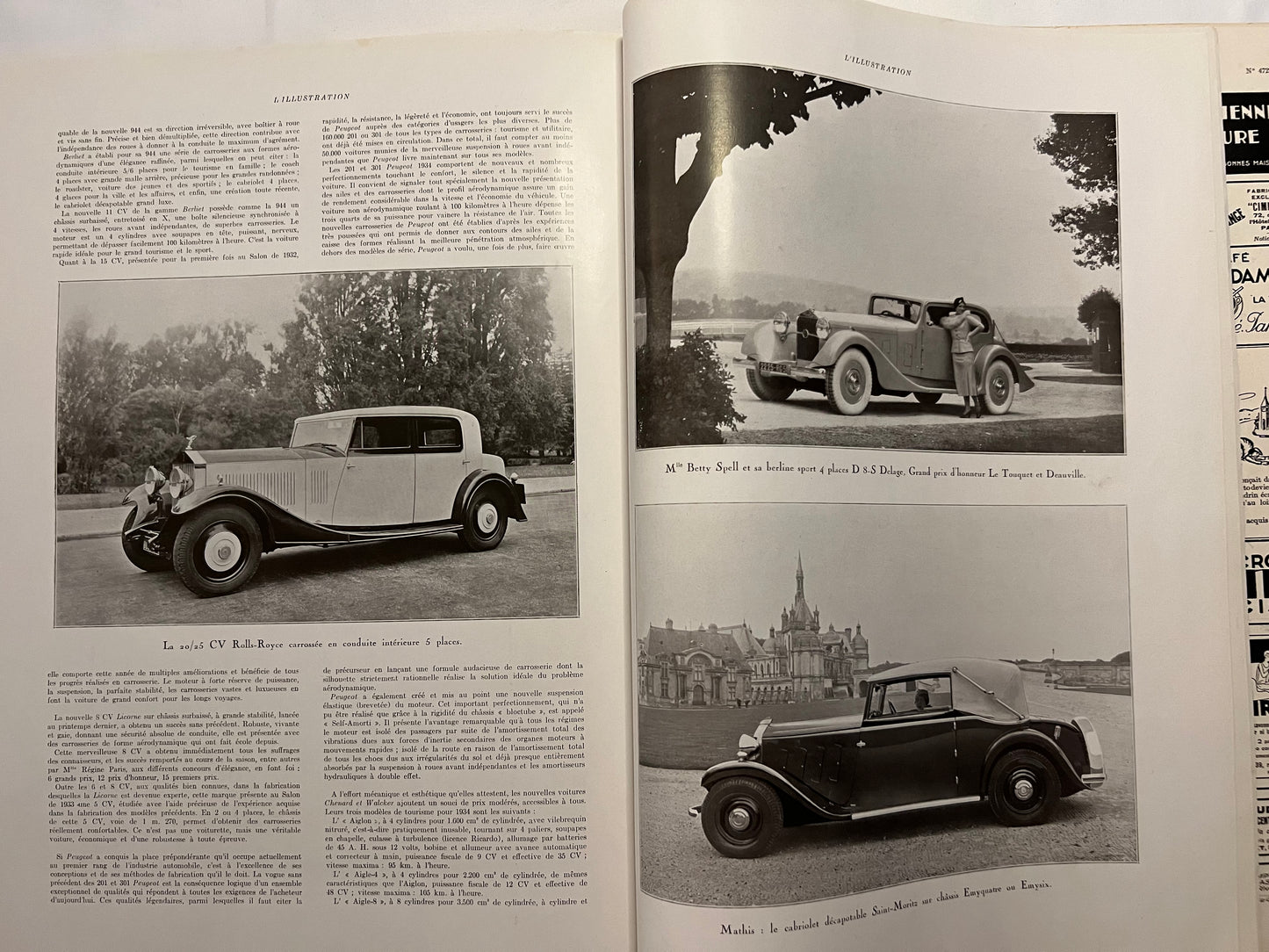 L'Illustration Magazine L'AUTOMOBILE et le TOURISME - 7th October 1933