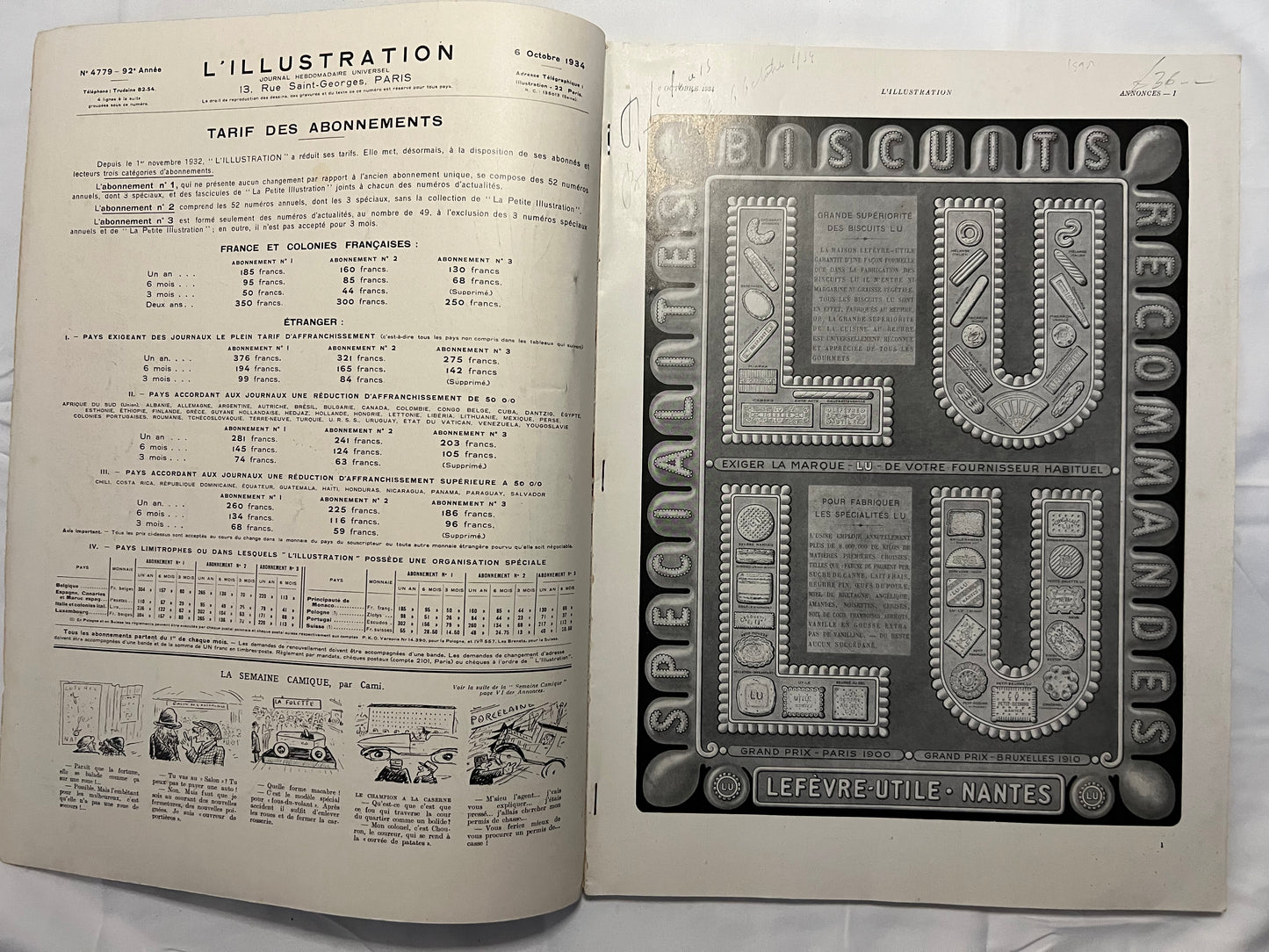 L'Illustration Magazine L'AUTOMOBILE et le TOURISME - 6th October 1934