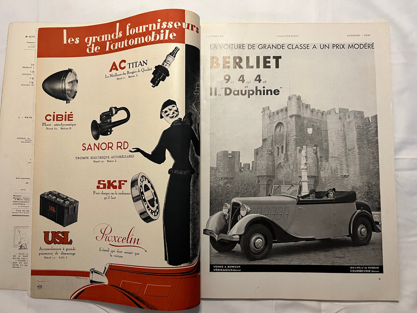 L'Illustration Magazine L'AUTOMOBILE et le TOURISME - 6th October 1934