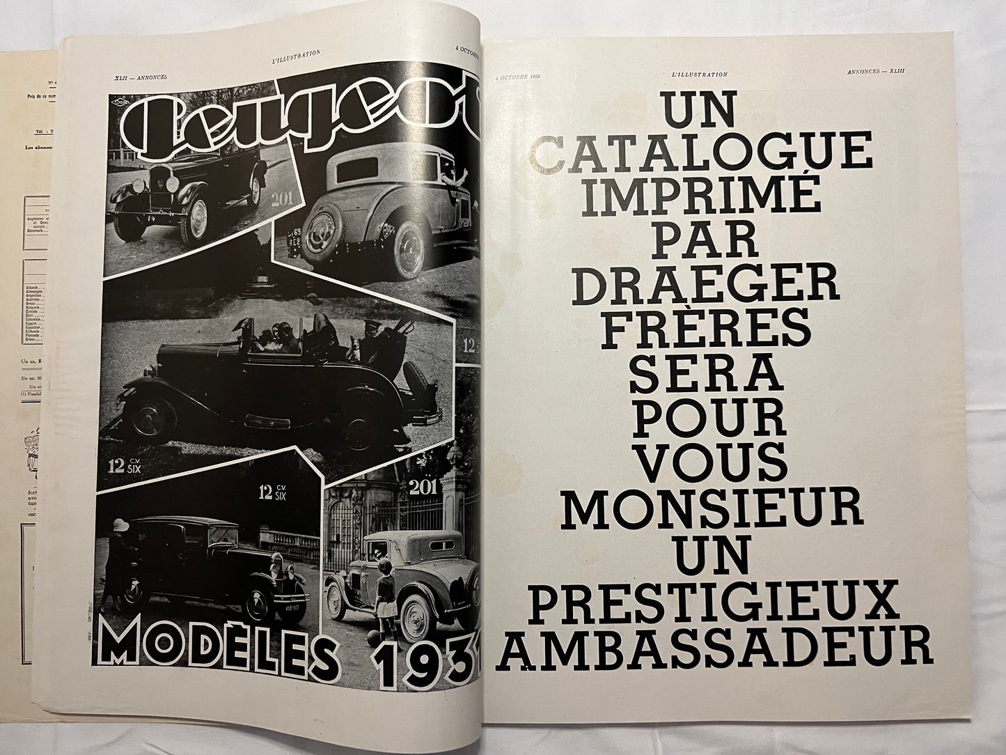 L'Illustration Magazine L'AUTOMOBILE et le TOURISME - 4th October 1930