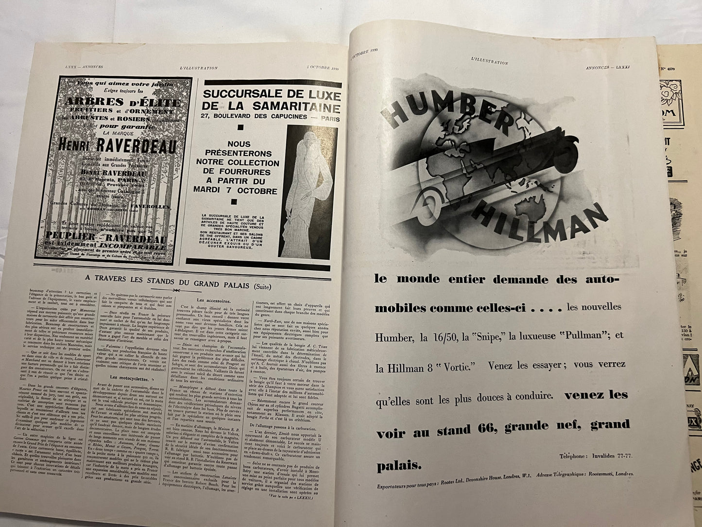 L'Illustration Magazine L'AUTOMOBILE et le TOURISME - 4th October 1930