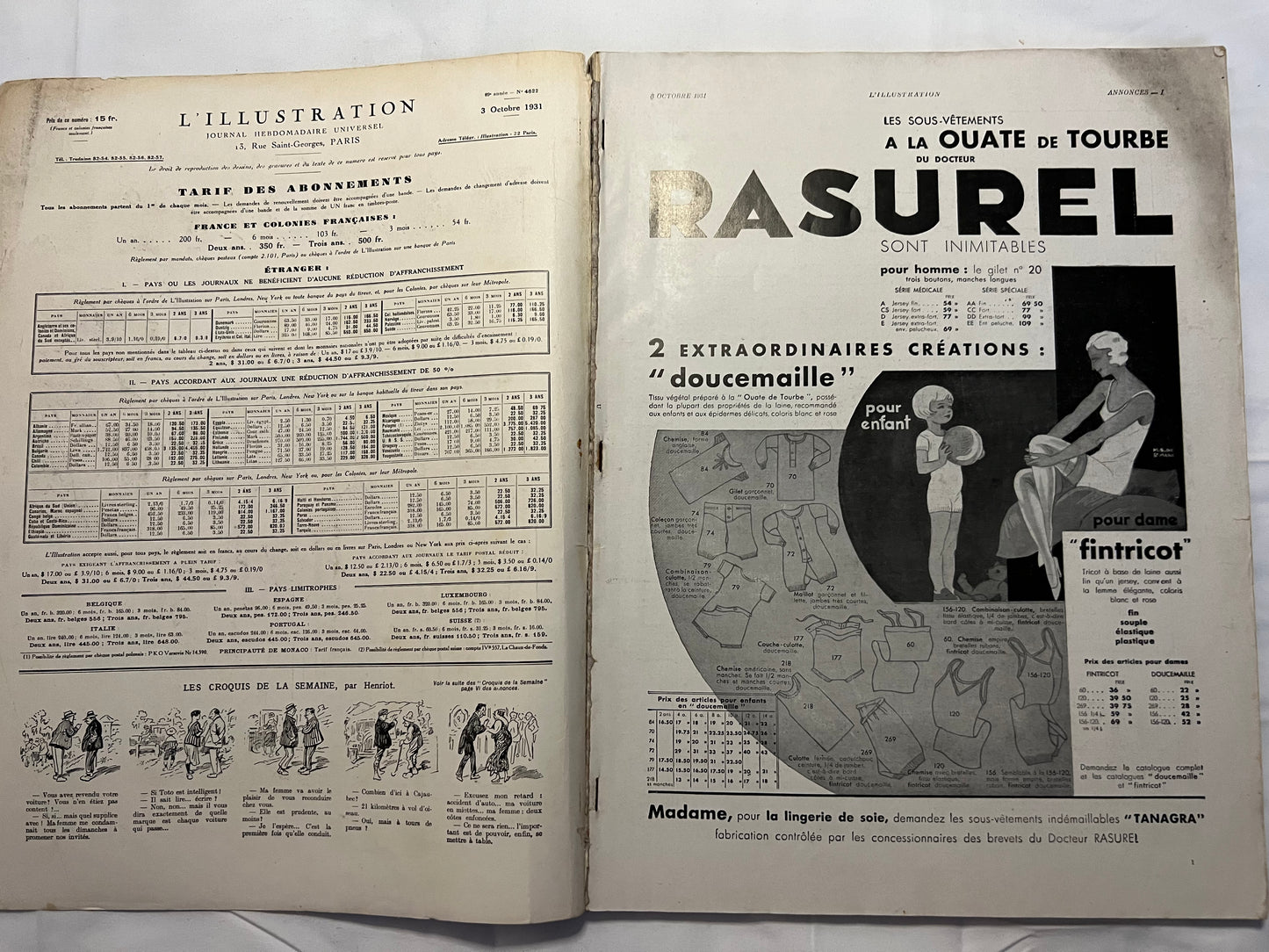 L'Illustration Magazine L'AUTOMOBILE et le TOURISME - 3rd October 1931