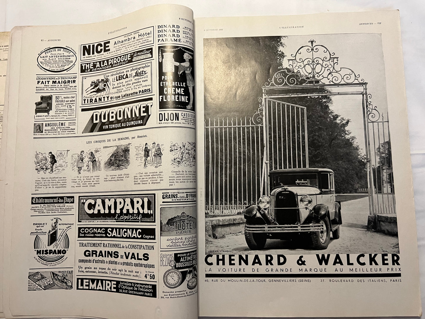 L'Illustration Magazine L'AUTOMOBILE et le TOURISME - 3rd October 1931