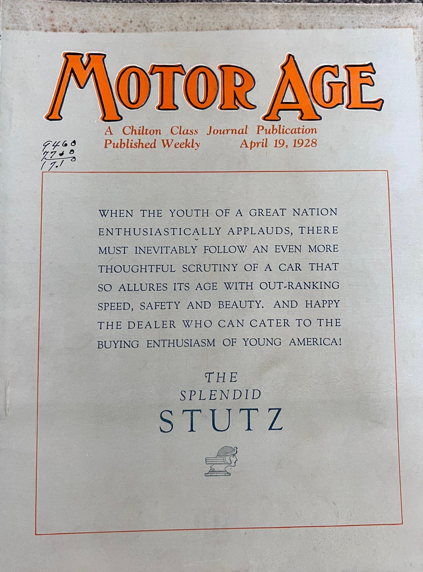 Motor Age Magazine April 19th 1928 (USA)