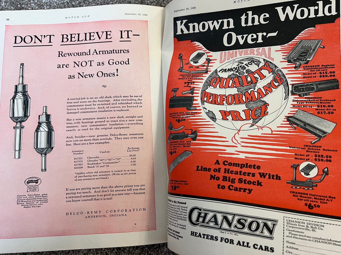 Motor Age Magazine September 20th 1928 (USA)
