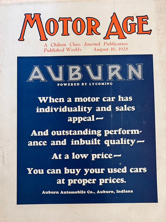 Motor Age Magazine August 16th 1928 (USA)