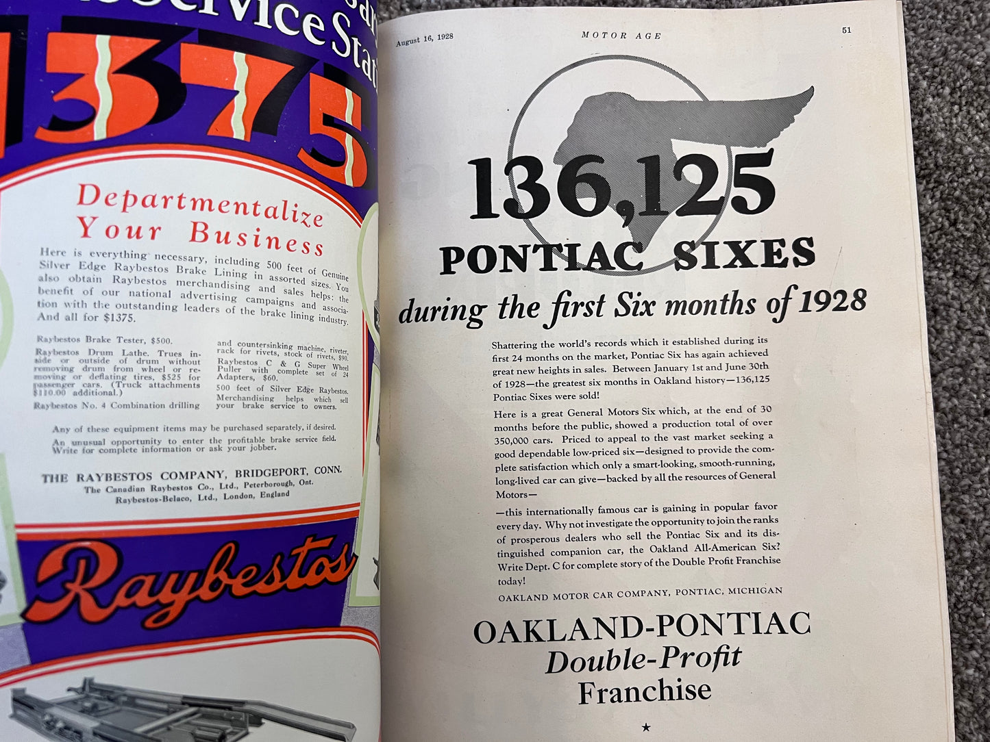 Motor Age Magazine August 16th 1928 (USA)