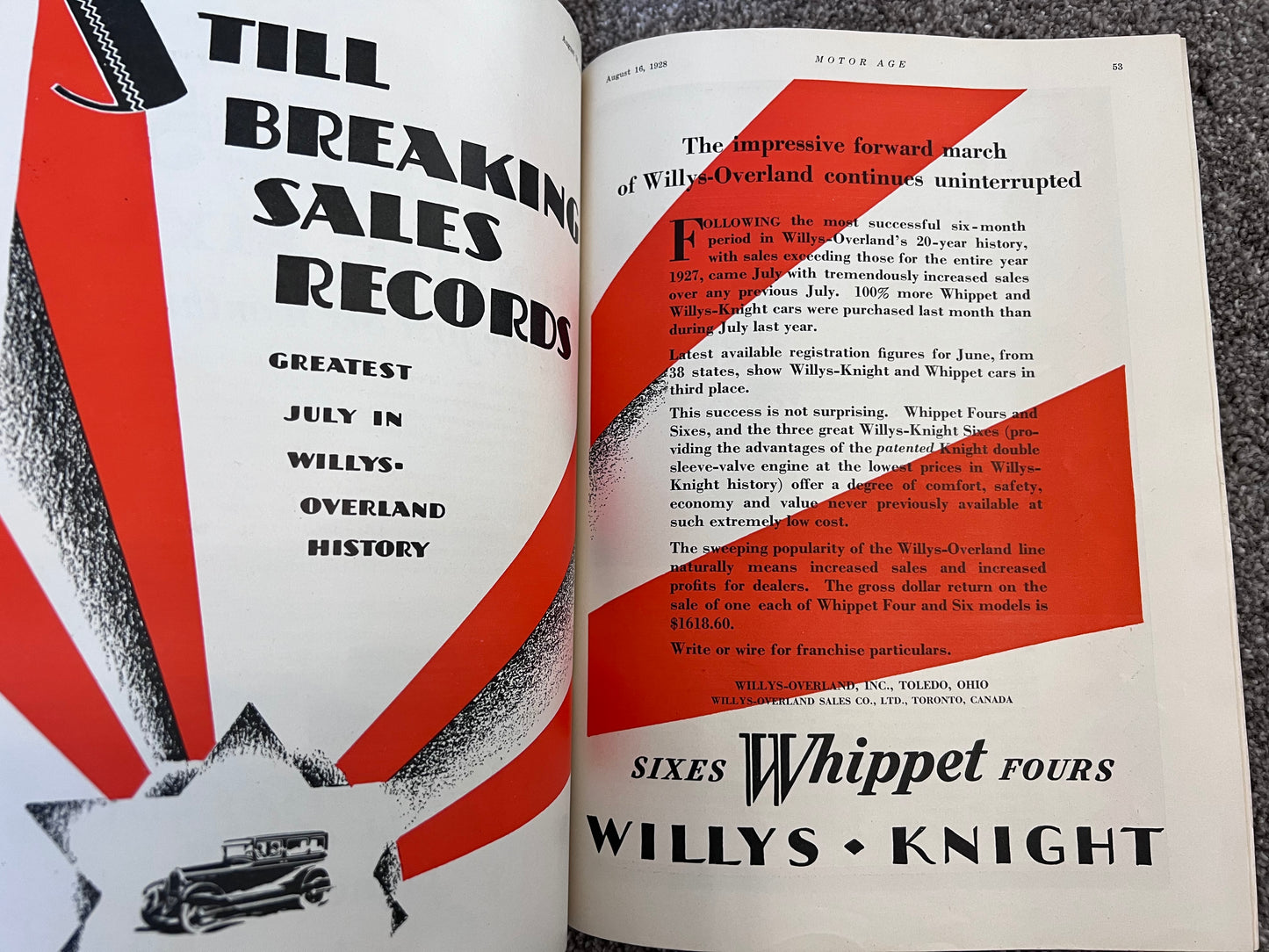 Motor Age Magazine August 16th 1928 (USA)